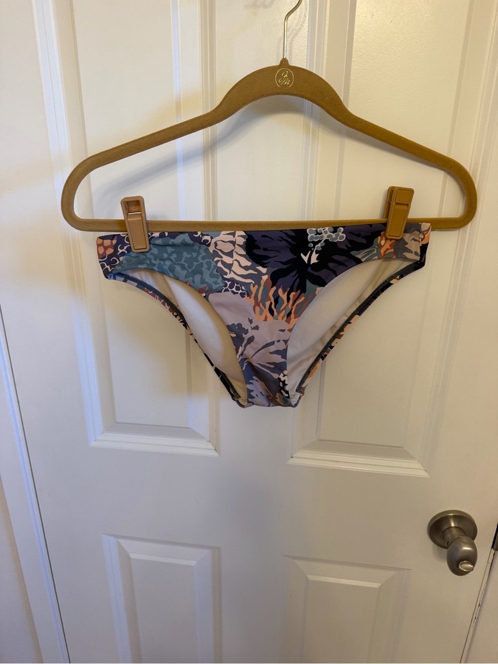 Athleta Floral Bikini Bottoms in Tan, Navy, and Sage